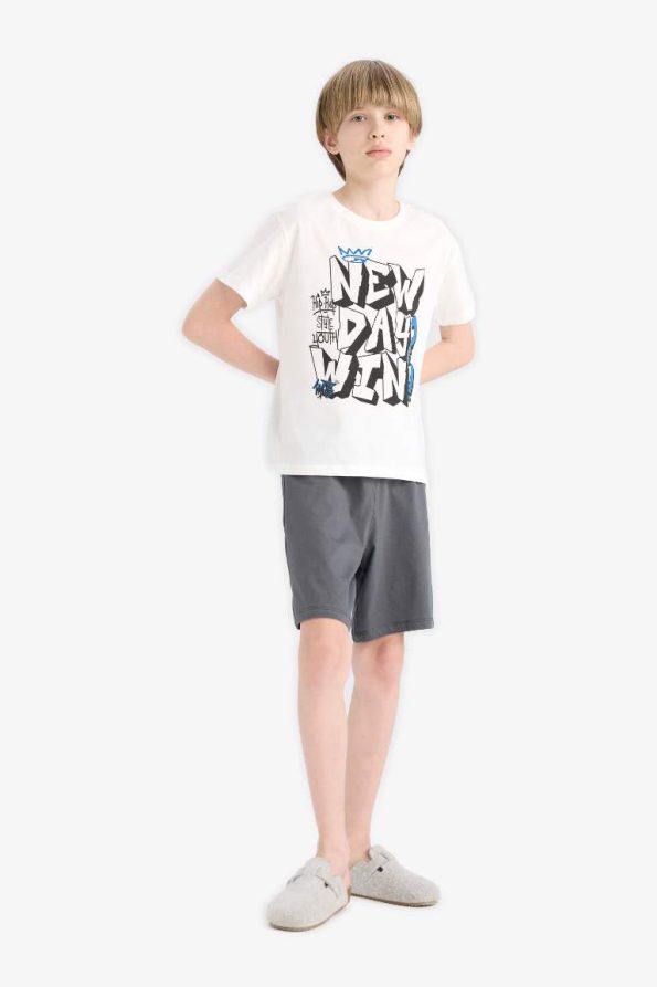 Boys' 2-Piece Set with Printed Short Sleeve T-Shirt and Shorts