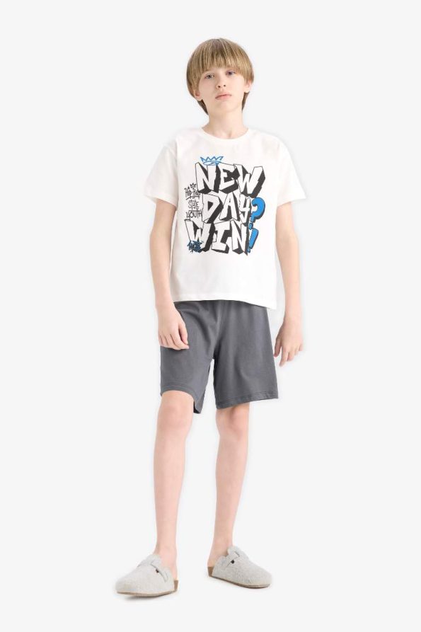 Boys' 2-Piece Set with Printed Short Sleeve T-Shirt and Shorts