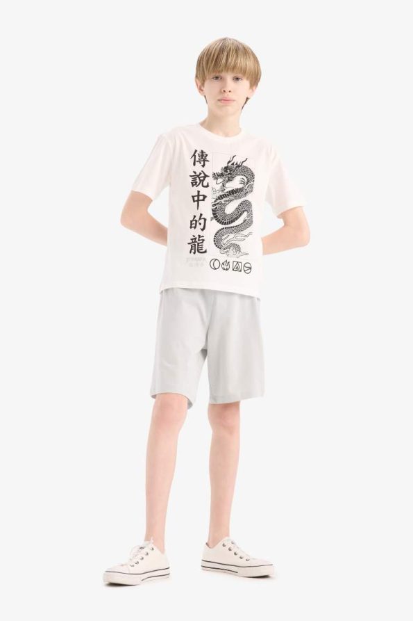 Boys' 2-Piece Set with Printed Short Sleeve T-Shirt and Elastic Waist Shorts