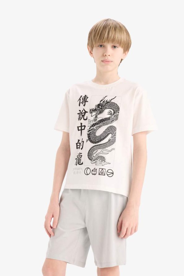 Boys' 2-Piece Set with Printed Short Sleeve T-Shirt and Elastic Waist Shorts