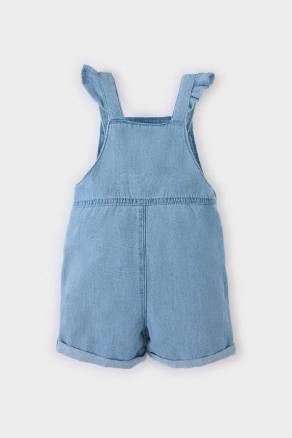 Girl's Heart Print Denim Overall