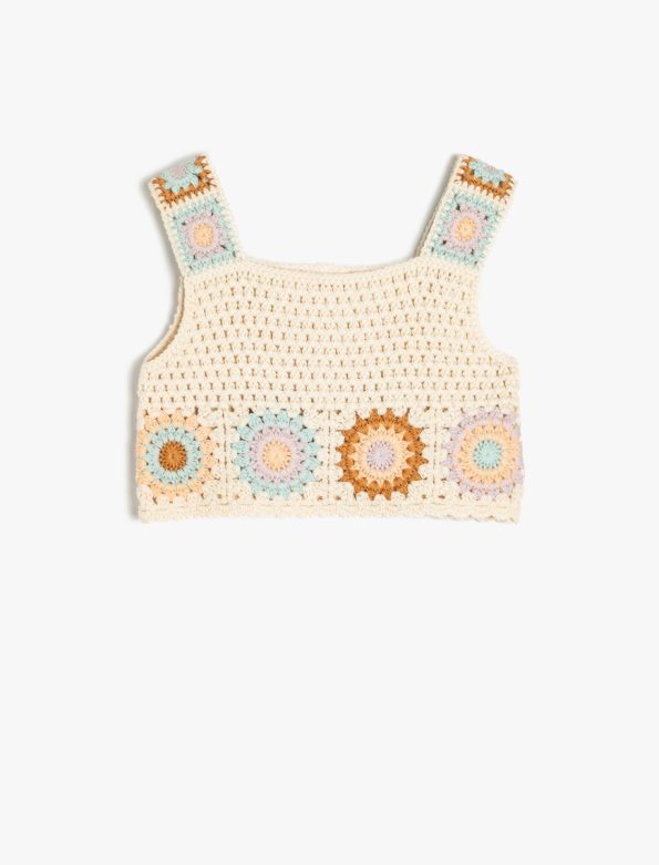 Girls' Cotton Crop Knit Tank Top with Square Neck