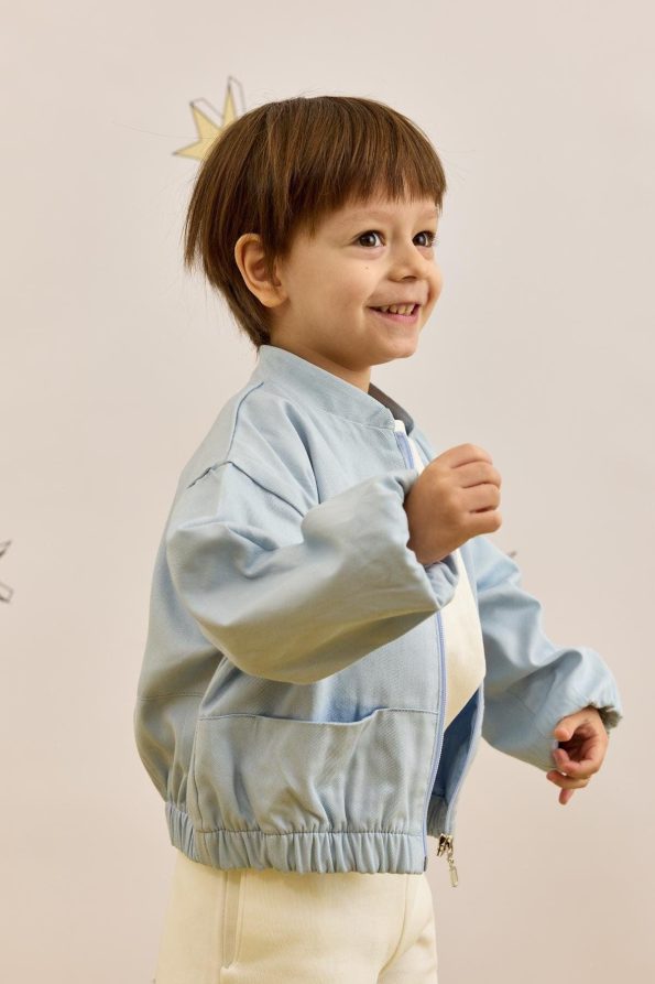Embroidered Bomber Jacket Blue