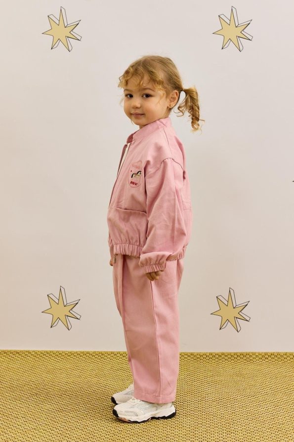Embroidered Bomber Jacket Pink