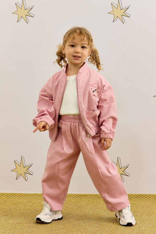 Embroidered Bomber Jacket Pink
