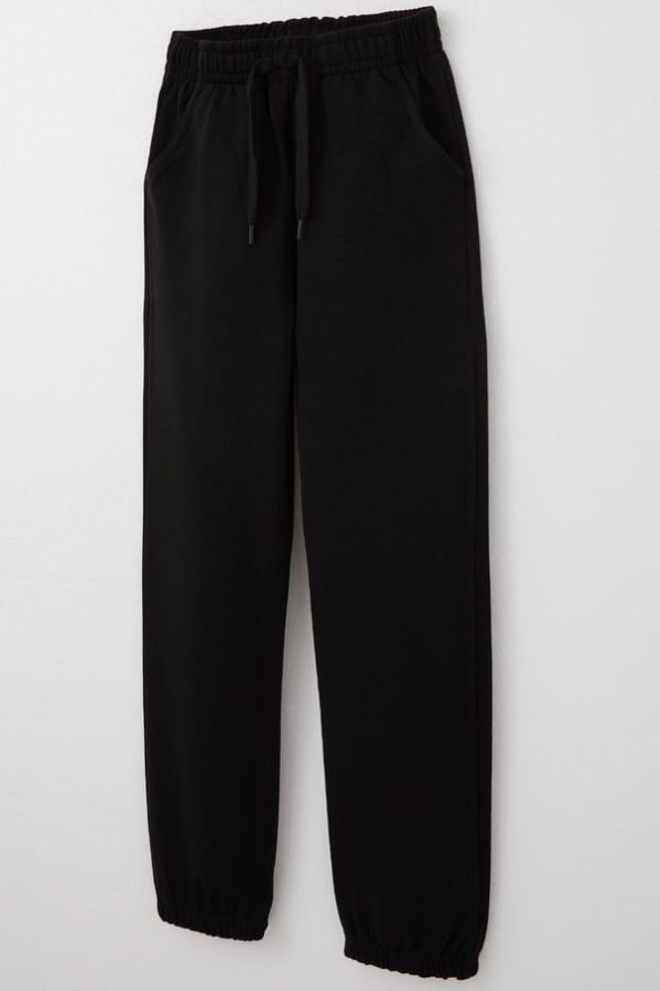Boys' Black Drawstring Pants with Elastic Waistband (Ages 5-8)