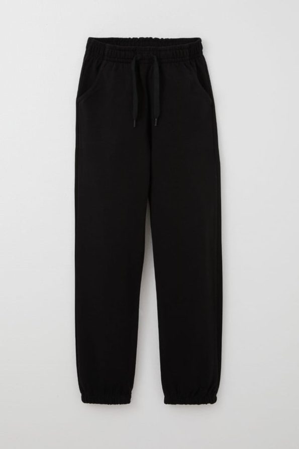 Boys' Black Drawstring Pants with Elastic Waistband (Ages 5-8)
