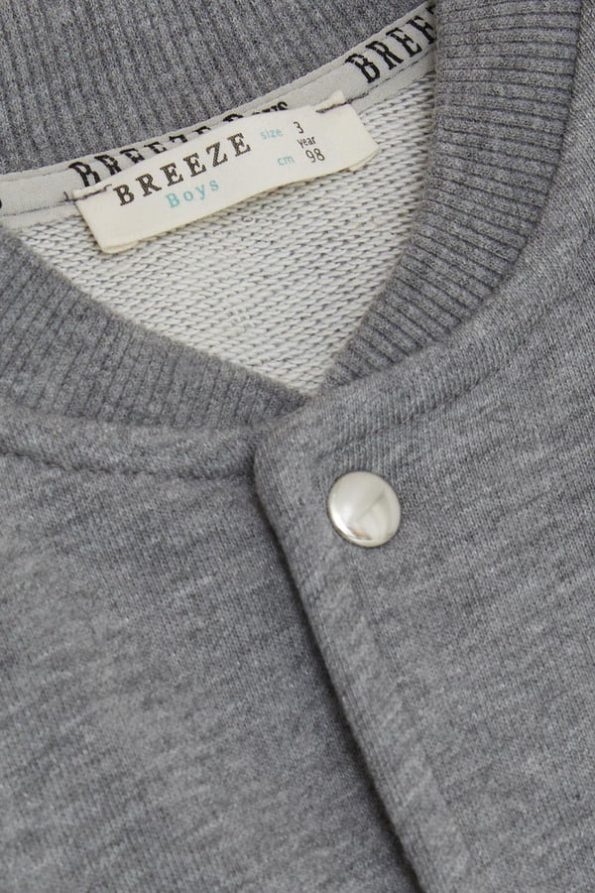 Boys' College Jacket with Letter Embroidery in Gray Melange (Ages 3-5)