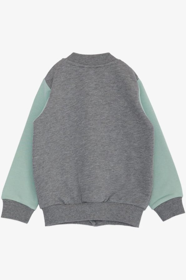 Boys' College Jacket with Letter Embroidery in Gray Melange (Ages 3-5)