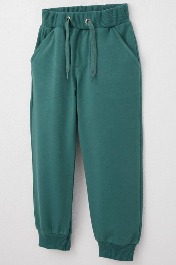 Boys' Pocketed Tracksuit Bottoms in Petrol Green (3 Years)