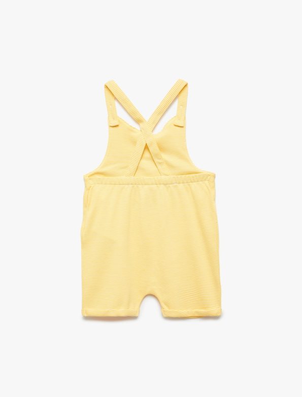 Adjustable Strapped Short Romper with Lion Print for Baby Boys
