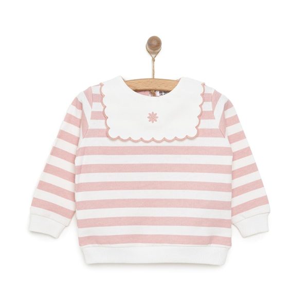 Chic Long Sleeve Sweatshirt for Baby Girls in Powder Pink