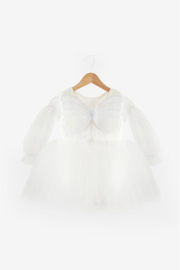 Ivory Butterfly Wing Girl's Dress - Kate
