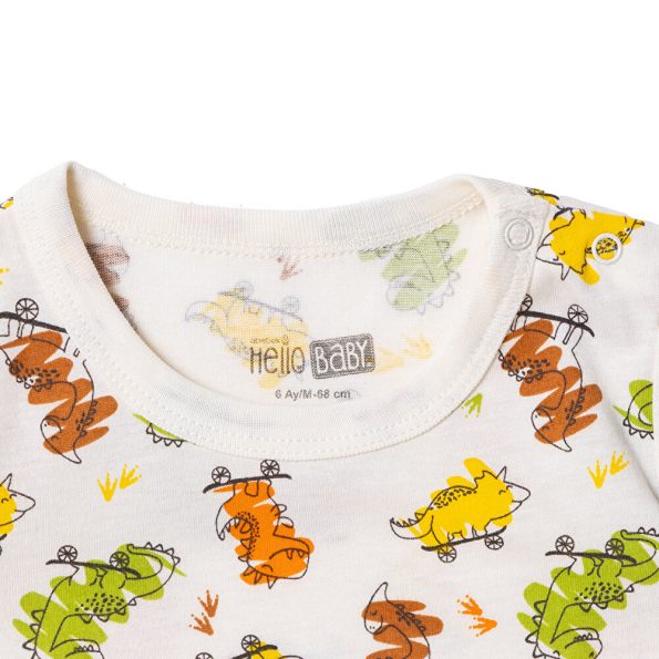 Boys' Short Romper with Snap Closure and Round Neck