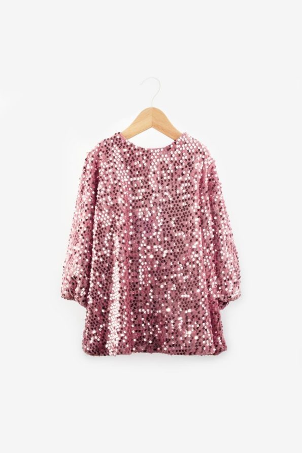 Dusty Rose Sequin Velvet Dress for Girls - Oriel