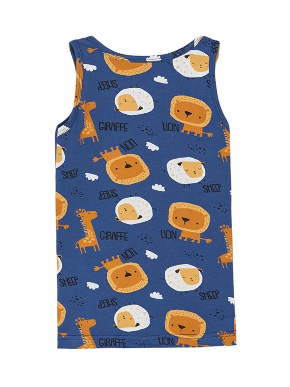 Sun Navy Blue Boys' Cute Giraffe Pattern Cotton Tank Top and Boxer Set