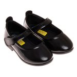 Black Faux Leather Baby Girl Ballet Shoes