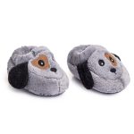Unisex Wellsoft Dog Figurine Slippers in Grey