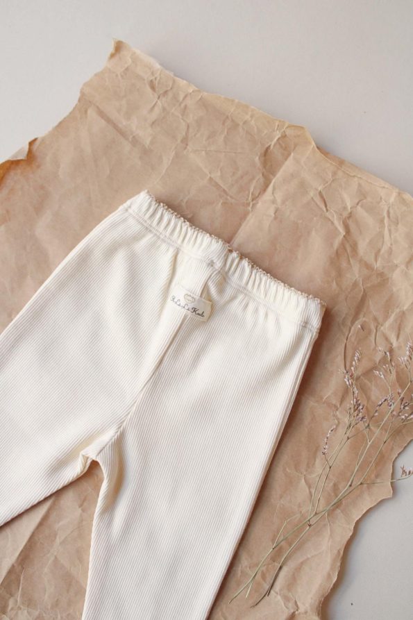 Cream Leggings with Lace Trim