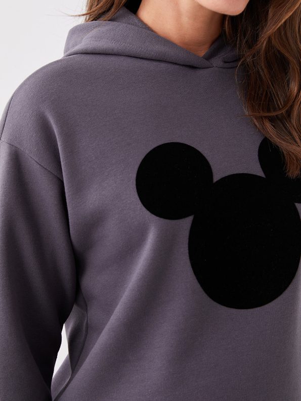 Maternity Gray Mickey Mouse Printed Long Sleeve Oversized Hoodie