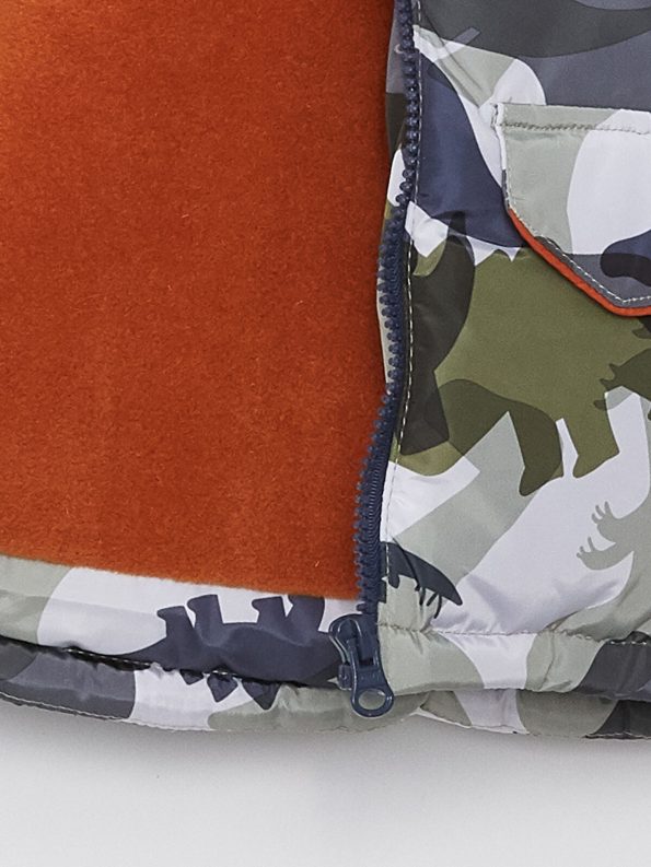 LCW Baby Green Camouflage Hooded Parka for Boys