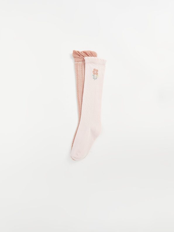 LCW Baby Pink Patterned Knee-High Socks Set for Girls