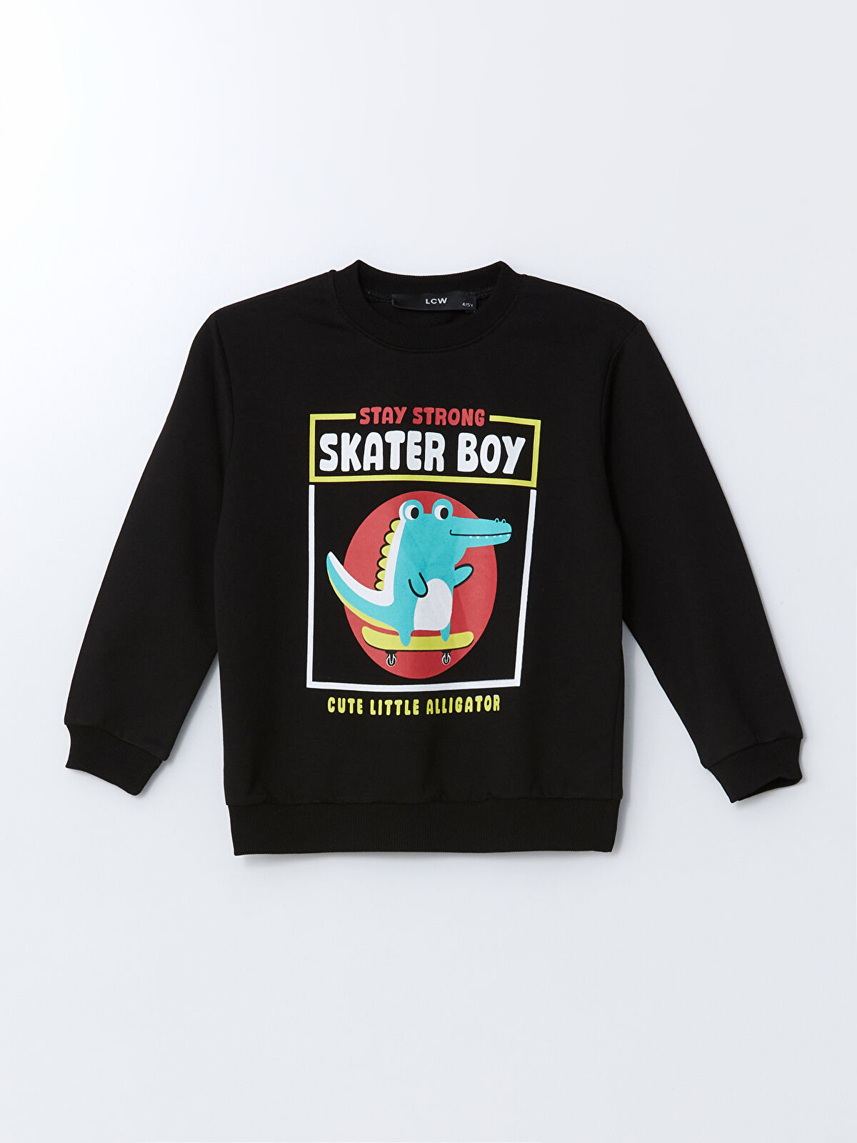 l_20242-w4lf83z1-heg_a.jpg LCW Kids Black Crew Neck Printed Baby Boy Sweatshirt