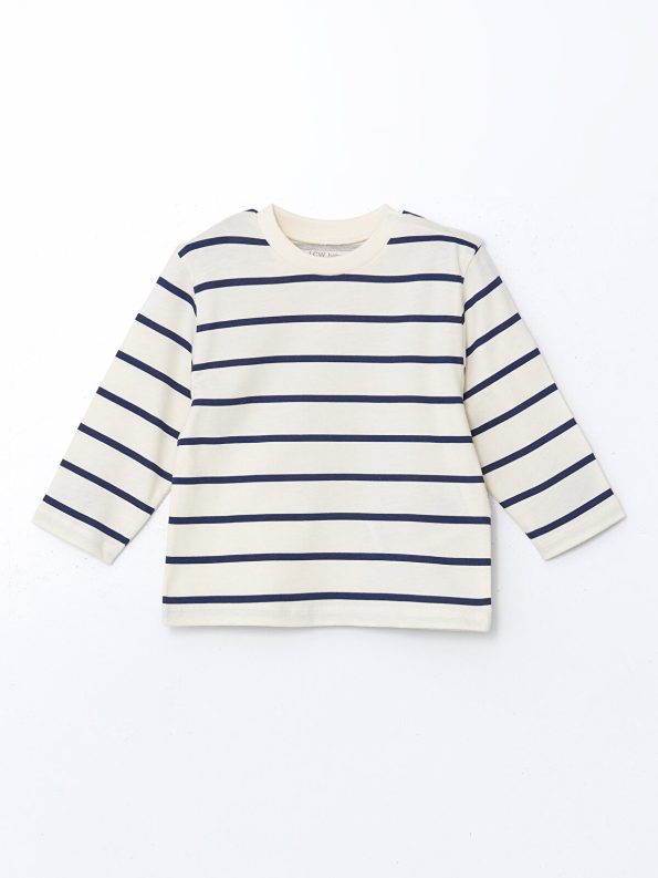 LCW Baby Blue Printed Crew Neck Sweatshirt Set for Boys