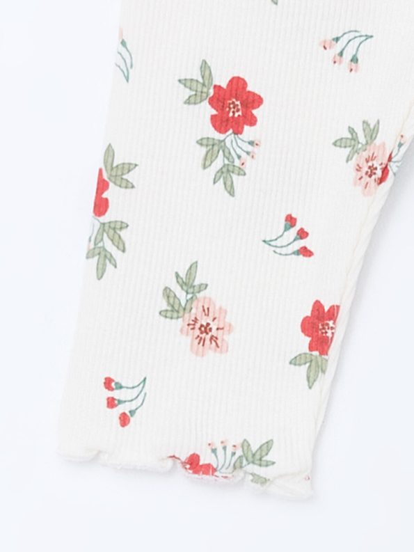 LCW Baby Ecru Floral Print Girls' Leggings