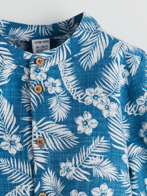 LCW Baby Blue Mandarin Collar Boys' Shirt