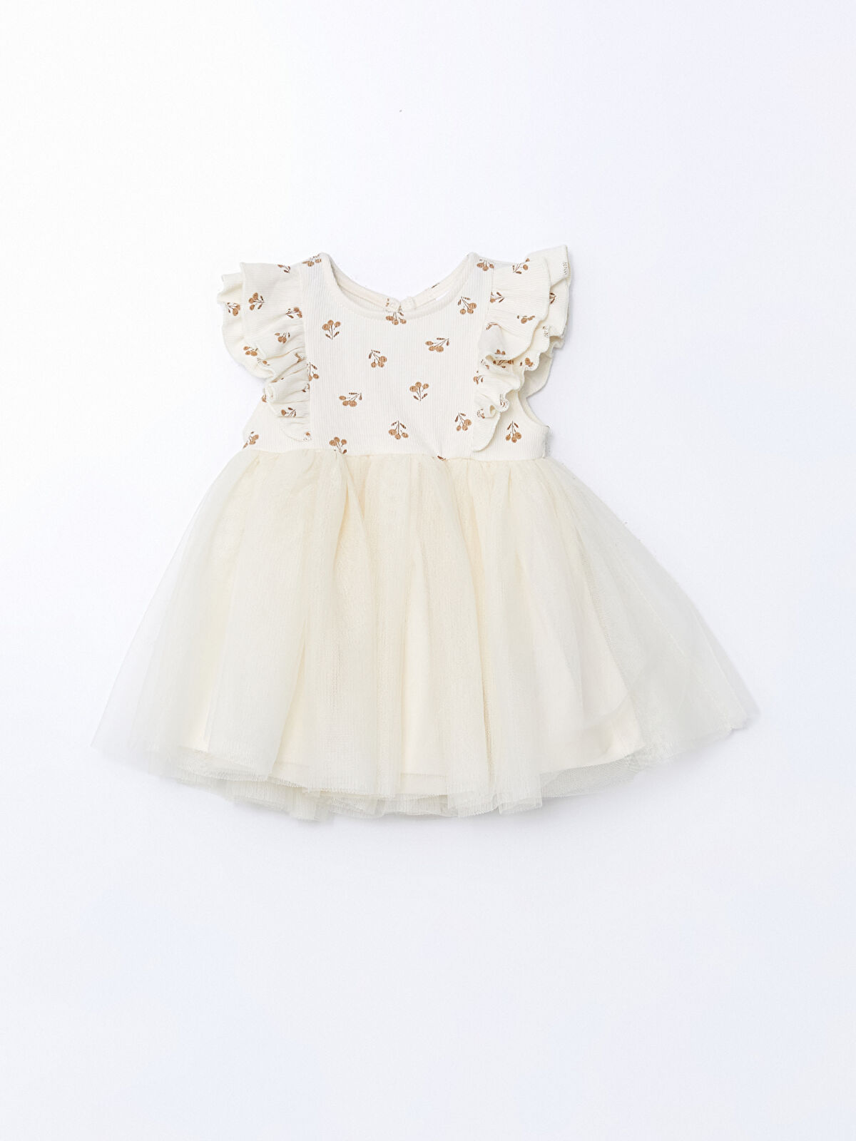 l_20251-s56009z1-lqa_a.jpg LCW Baby Beige Basic Dress with Lace Tulle for Girls