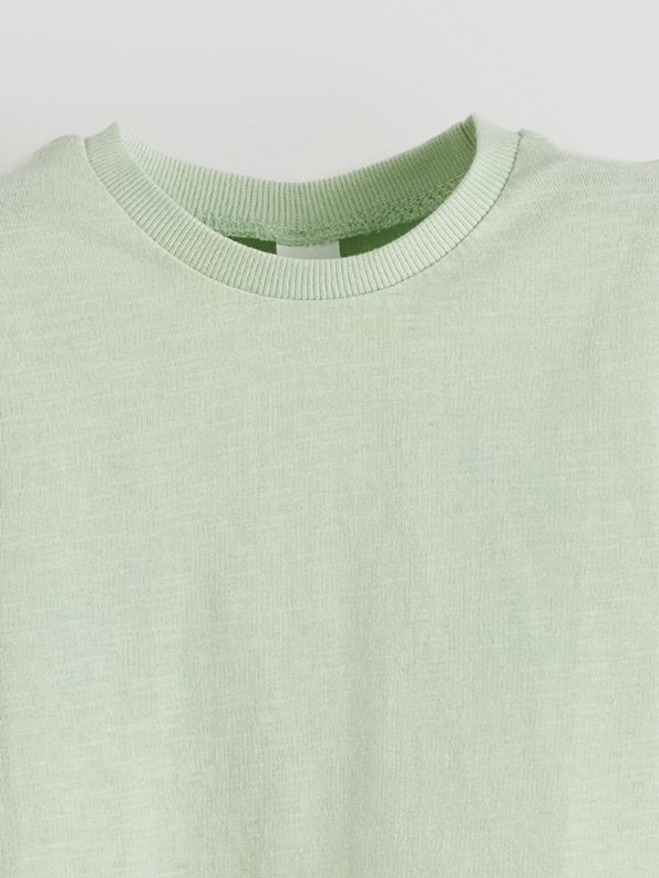 LCW Kids Green Crew Neck Basic Boys T-Shirt
