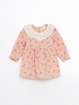 LCW Baby Pink Floral Collar Dress for Girls