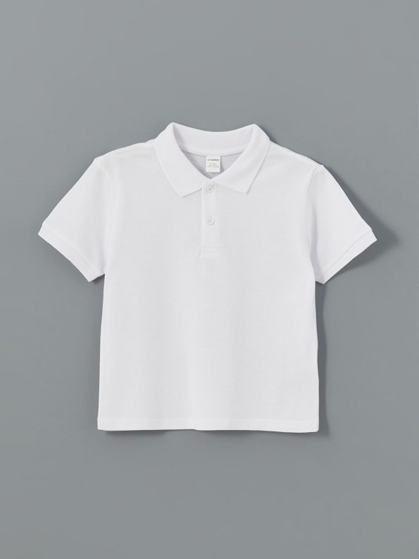 LCW Kids White Polo Collar Basic Boys' T-Shirt