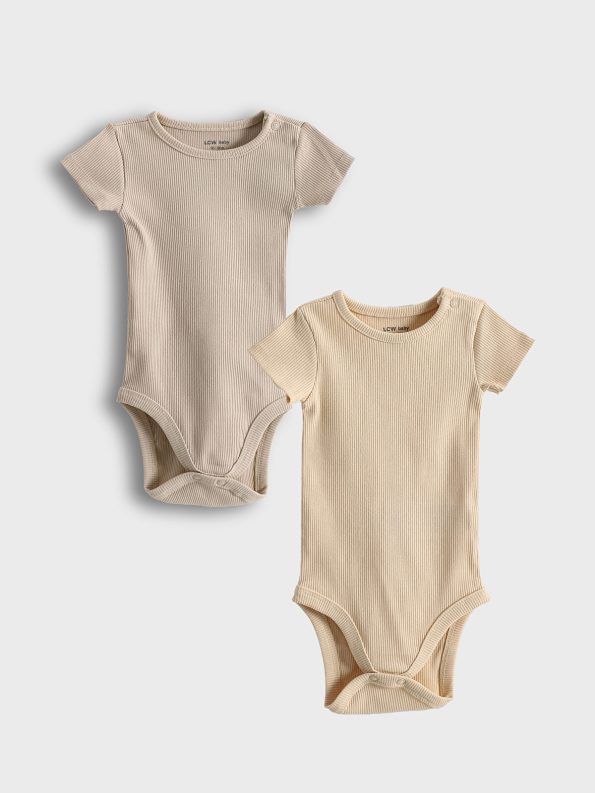 LCW Baby Pink Basic Girl's Bodysuit Set of 3