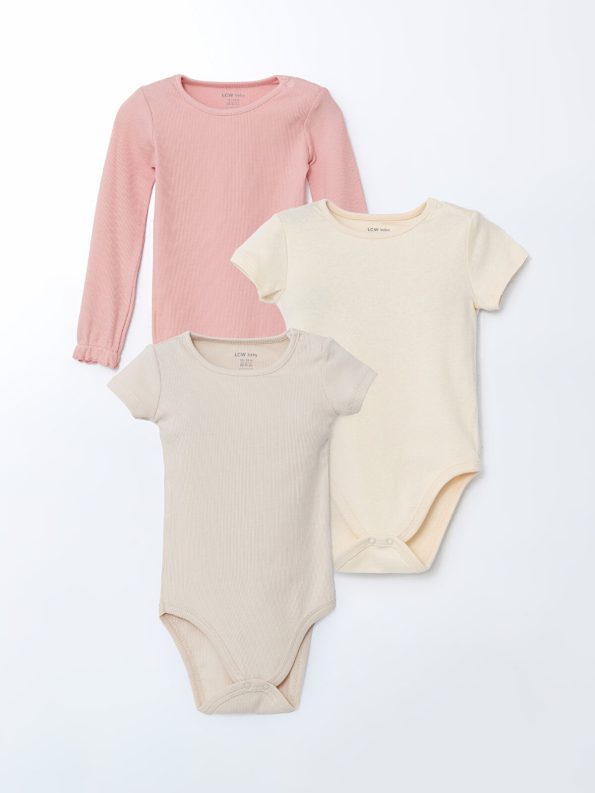 LCW Baby Pink Basic Girl's Bodysuit Set of 3