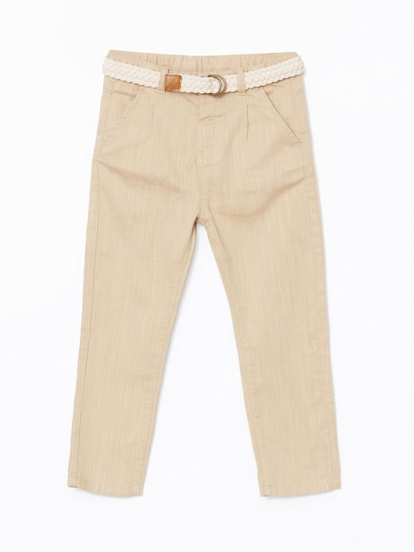 LCW Kids Beige Adjustable Waist Gabardine Boys' Trousers