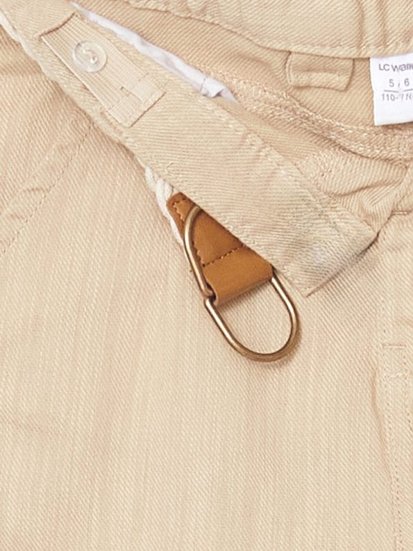 LCW Kids Beige Adjustable Waist Gabardine Boys' Trousers