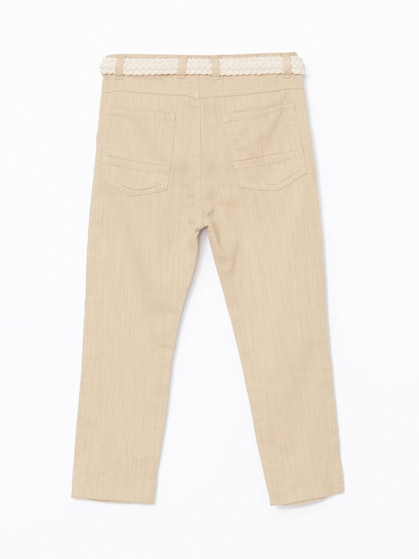 LCW Kids Beige Adjustable Waist Gabardine Boys' Trousers
