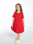 LCW Kids Red Embroidered Crinkle Ruffled Dress