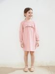 LCW Kids Pink Crew Neck Muslin Dress for Girls