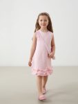 LCW Kids Pink Cotton Dress with Round Neck