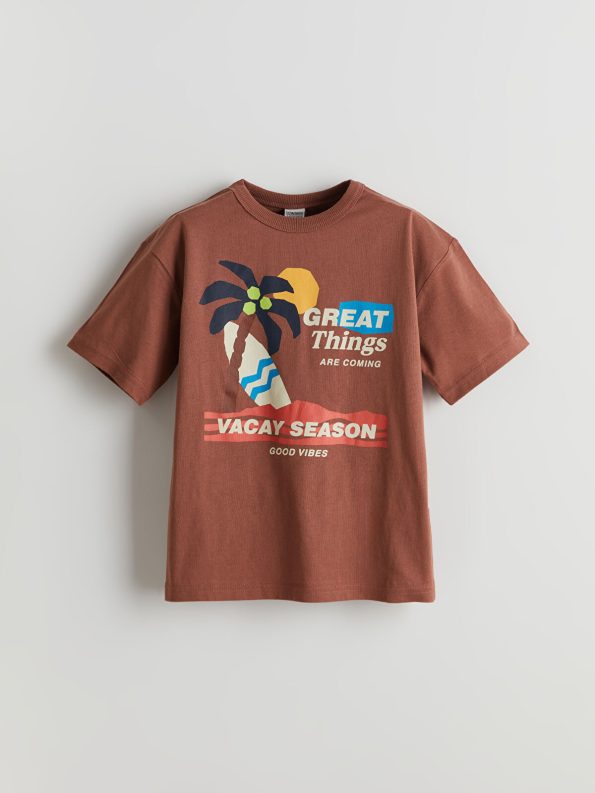 LCW Kids Brown Crew Neck Boys T-Shirt and Shorts Set