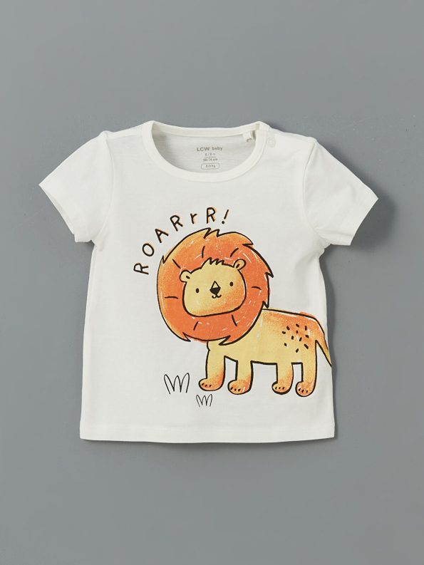 LCW Baby Cream Lion Print Boys Pajama Set