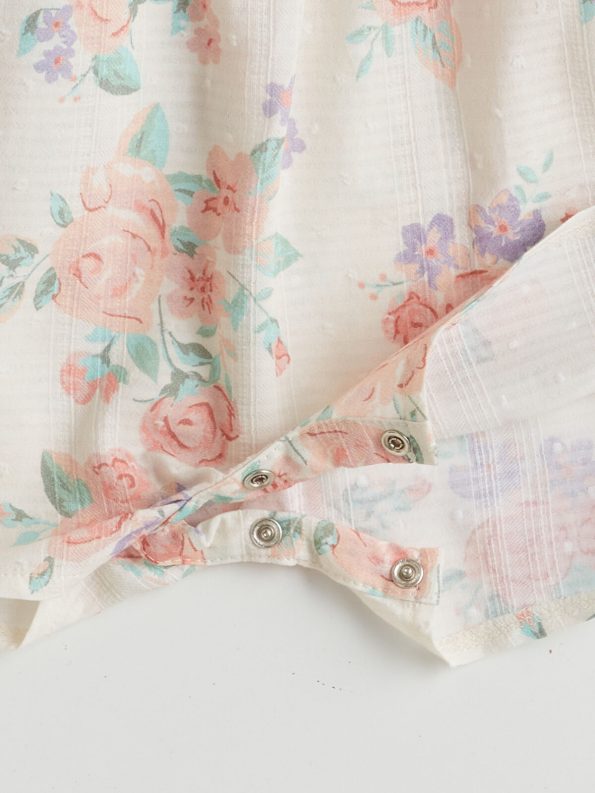 LCW Baby Beige Square Neck Floral Romper