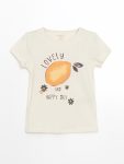 LCW Baby Beige Lemon Print Girls' T-Shirt