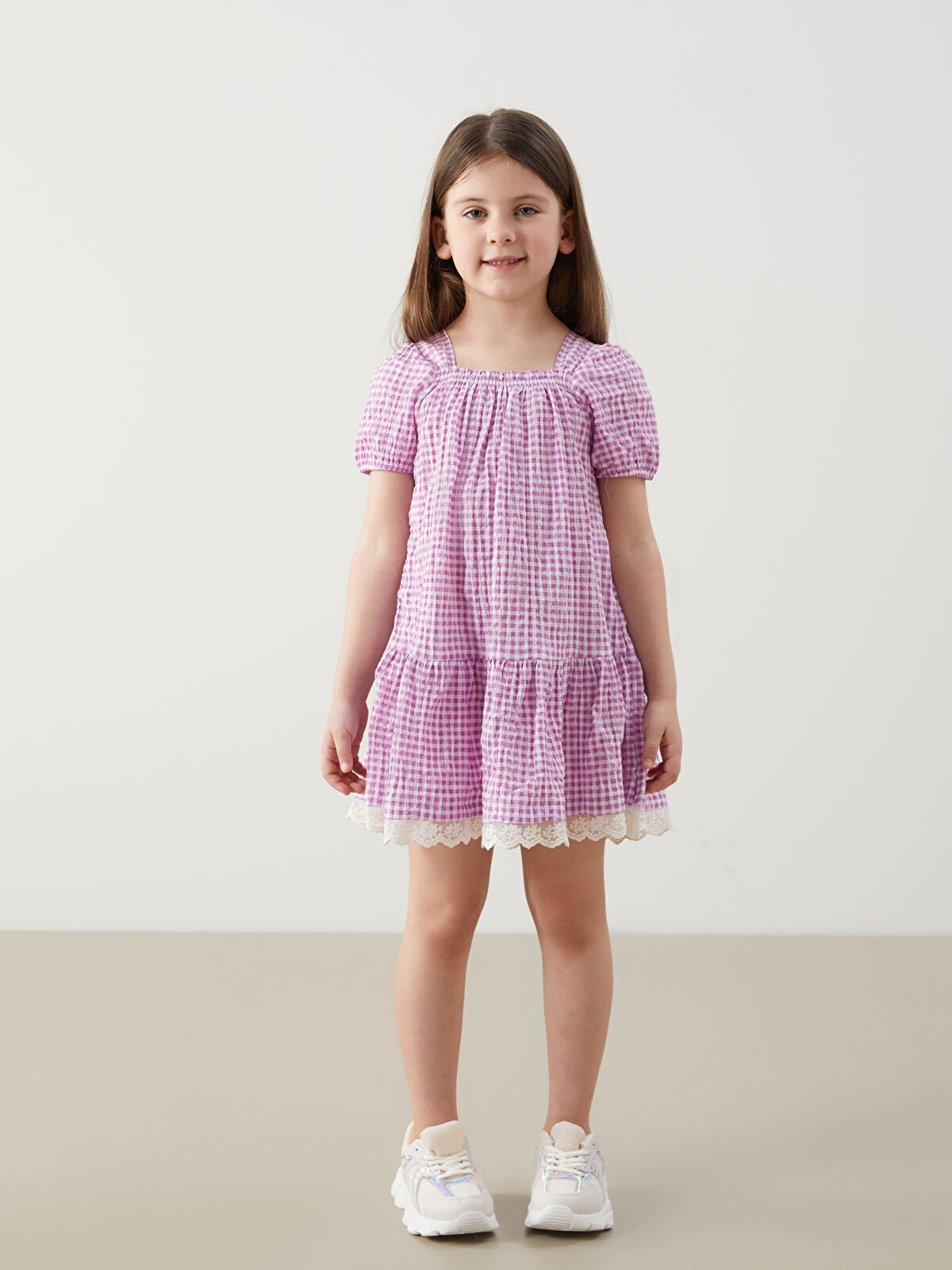 l_20251-s5dq14z1-lnv-122-28_6.jpg LCW Kids Pink Checkered Dress with Lace Details