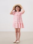 LCW Kids Pink Floral Crinkle Ruffle Dress