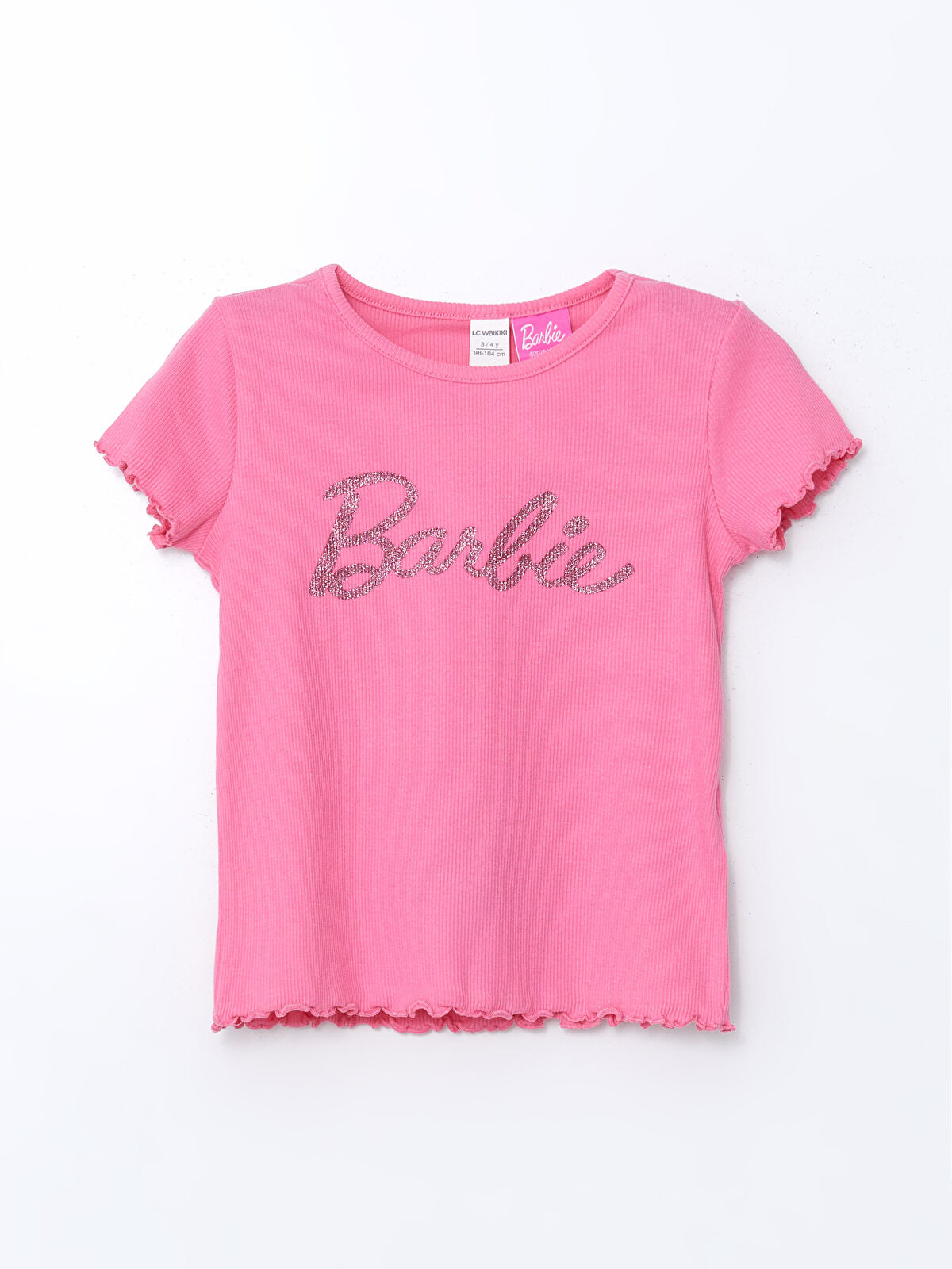 l_20251-s5dr71z1-gev_a1.jpg LCW Kids Pink Barbie Print Ruffled T-Shirt Set for Girls