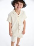 LCW Kids Beige Linen Blend Boys' Shirt and Shorts